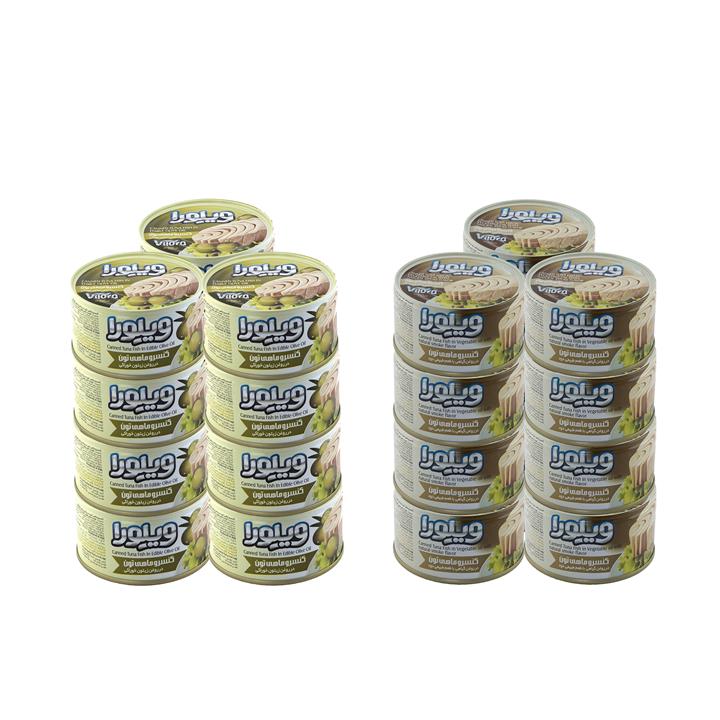 کنسرو ماهی تن ویلورا با طعم دودی و زیتون - 180 گرم بسته 24 عددی Vilora Canned Tuna Fish with 2 Flavor - 180 Gr - 24 PCS